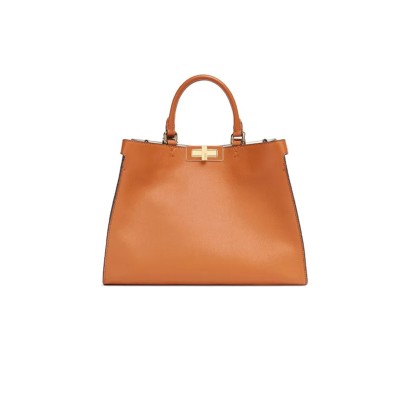 FENDI VITELLO SETA CENTURY SMALL PEEKABOO X-TOTE BRANDY BLACK 8BH377ABHSF1C13 (35*25*10cm)
